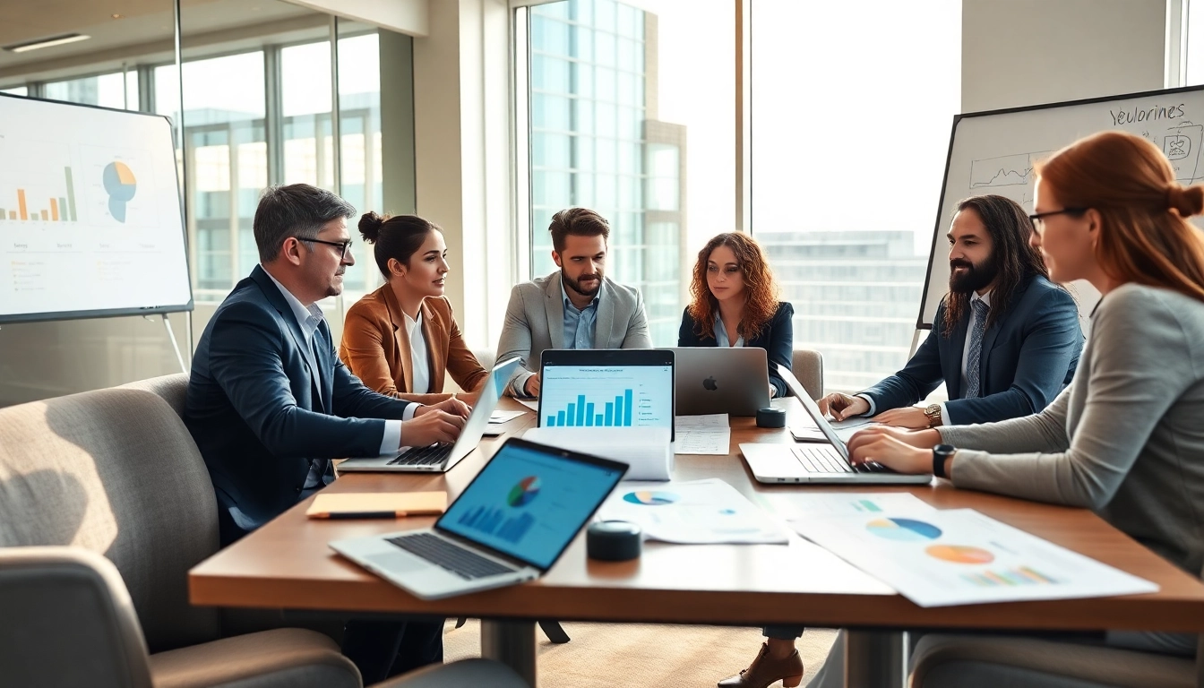 Engaging team reviewing competitor analysis strategies in a modern office setting.