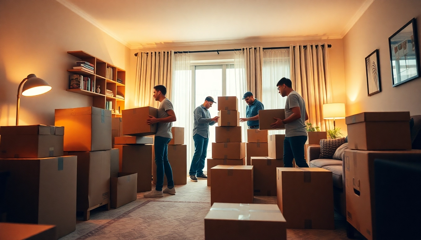 Efficiently organizing a Umzug Nürnberg with professional movers packing boxes during a residential relocation.
