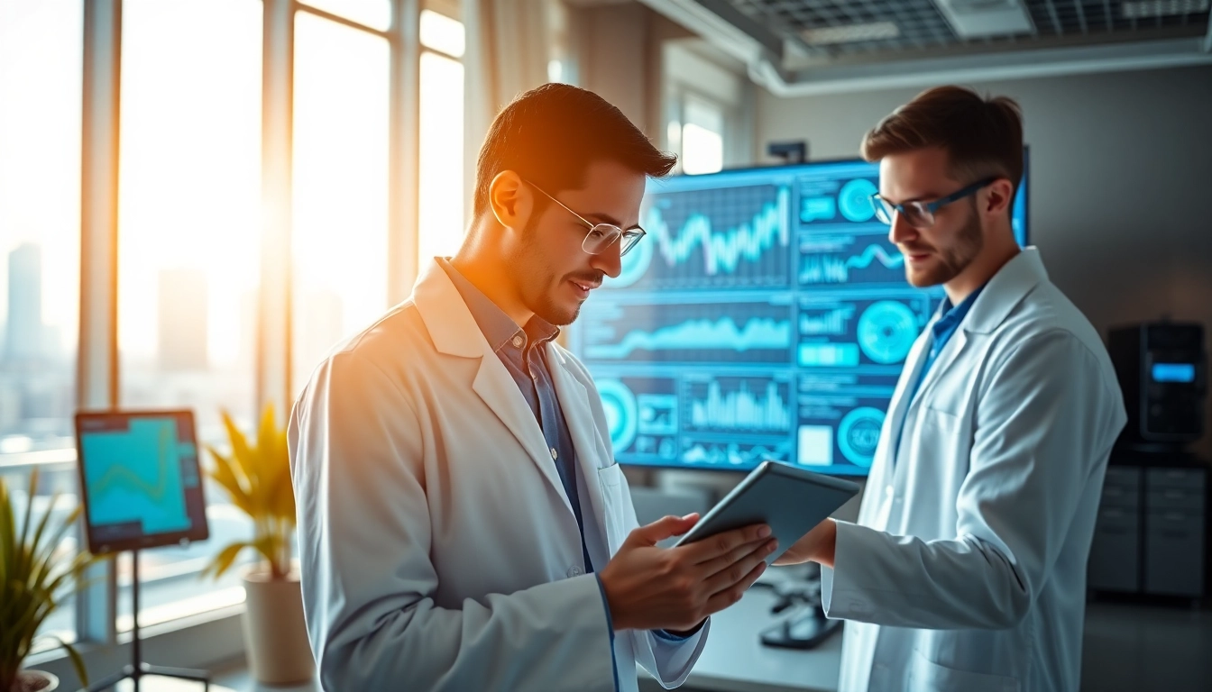 Data scientist using applied AI solutions in a modern, tech-savvy office.