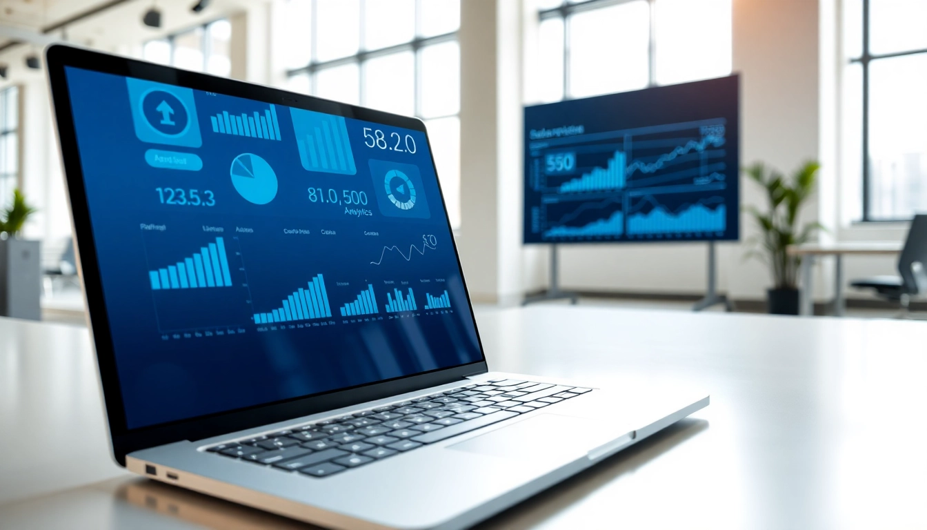 Analyze content using an AI checker interface on a laptop in a modern office.