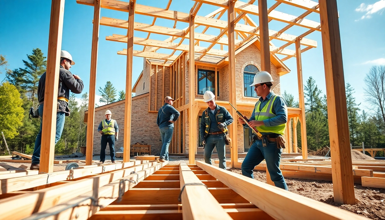 Connecticut home builders collaborating on a construction site, constructing a custom home.