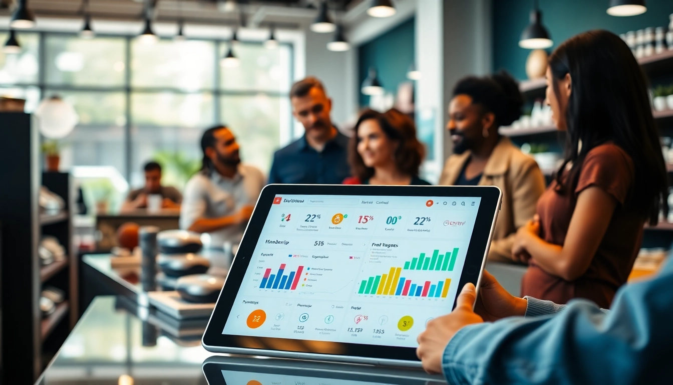Showcase a professional POS Membership Software interface at a retail establishment with an intuitive design.