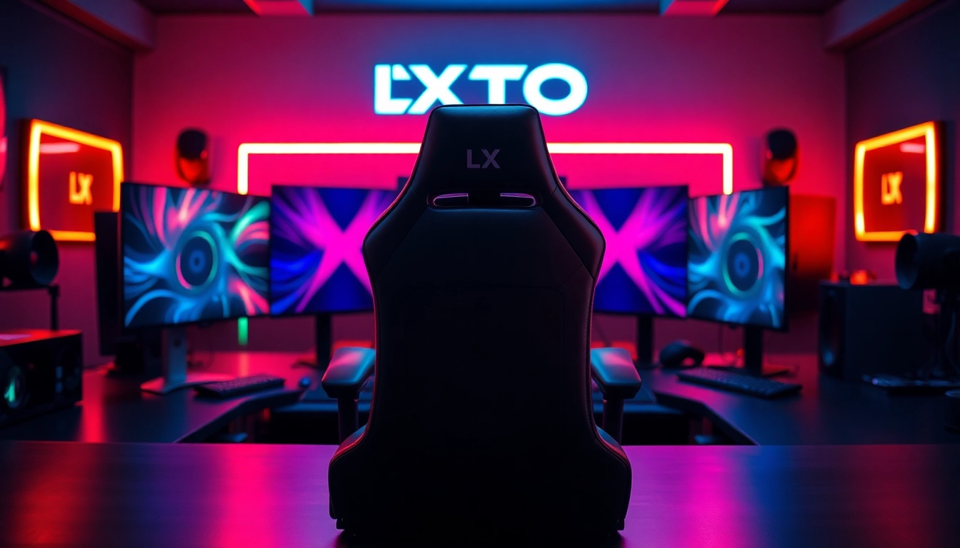 Berinteraksi dengan LXTOTO pada set komputer gaming yang modern dan canggih.