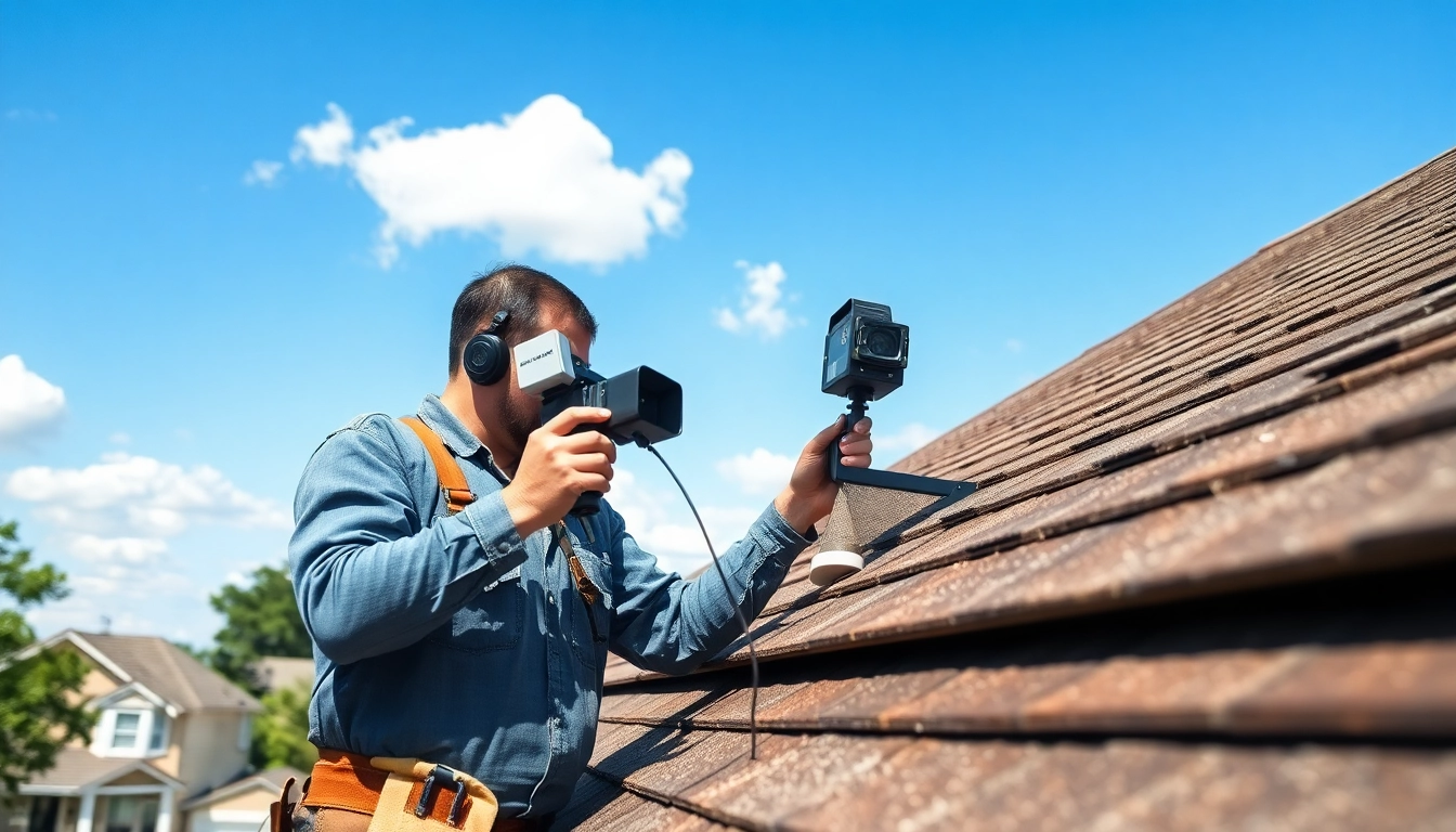Conducting a professional roof inspection Austin with focus on shingles and flashing details.