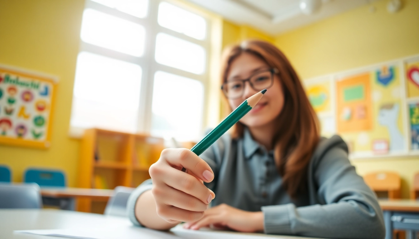 Writing with an easy grip pencil showcases its comfort and ergonomic design.