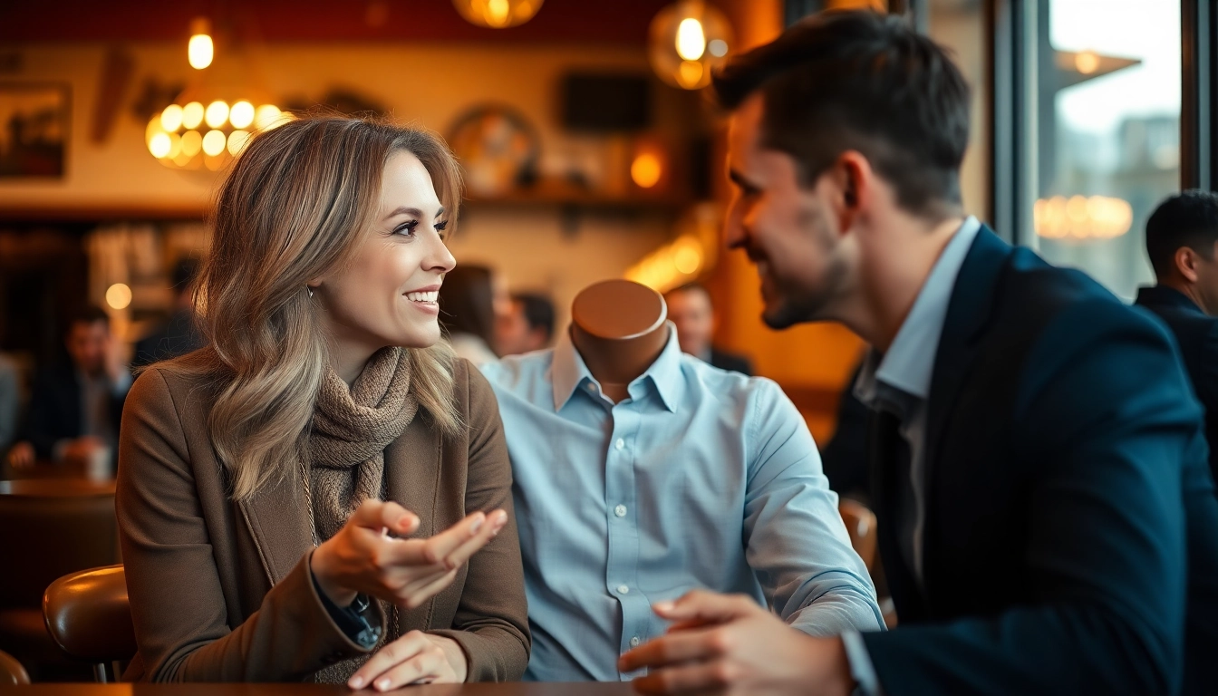 Couple communicates effectively about relationships, showcasing listening and engagement in a cafe.