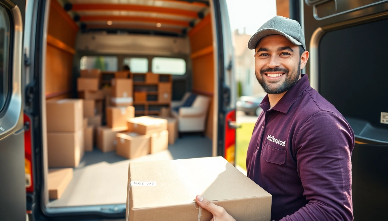 Experience efficient Man and van Moving services as movers load boxes into the van.