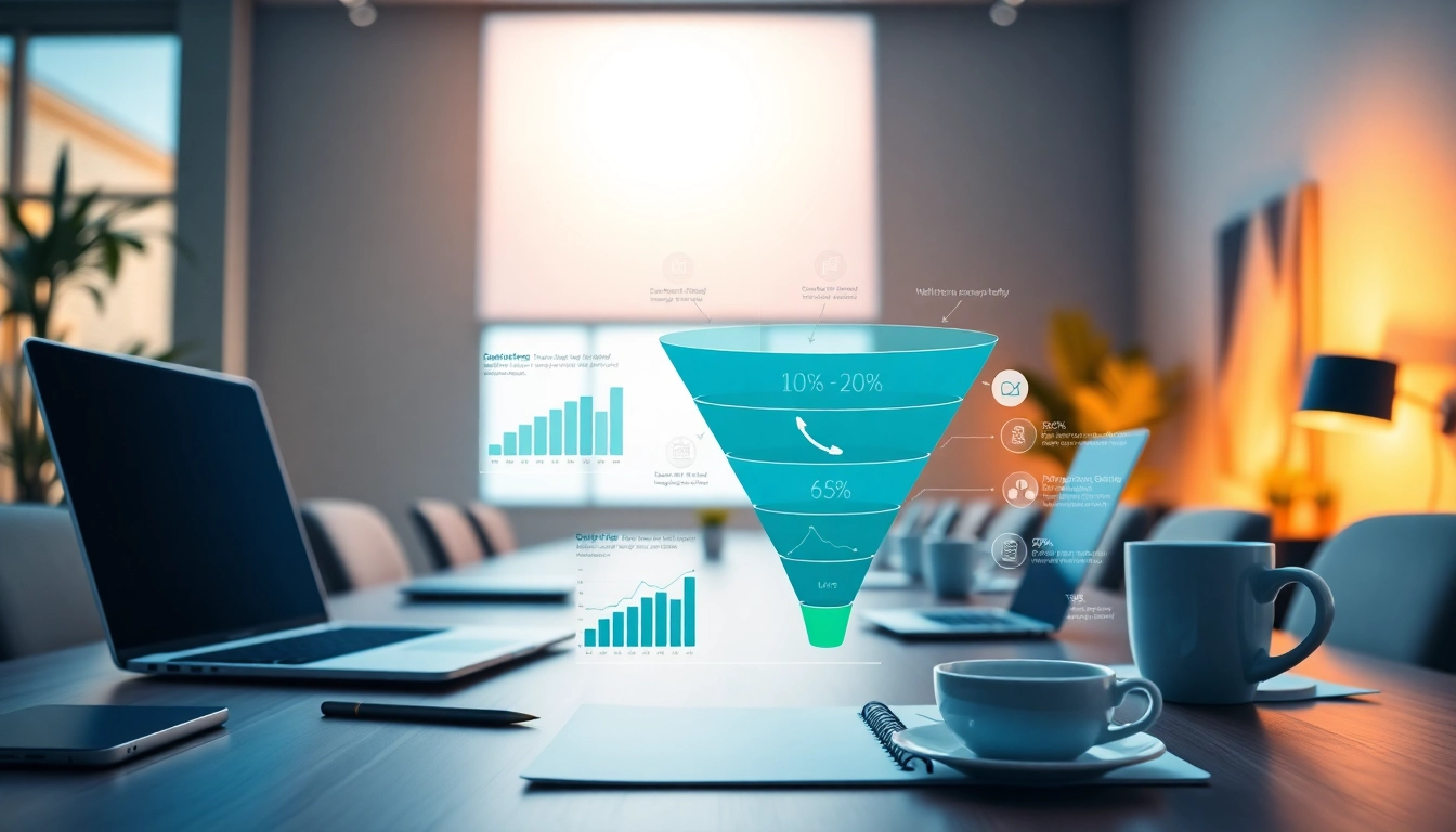 Visualize Funnels for clubs and organizations through a professional marketing design in an energetic workspace.