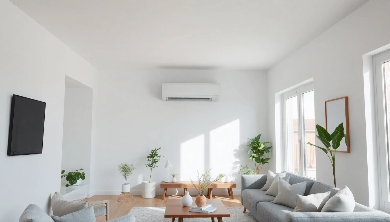 Ductless mini split installation Nashville in a modern living room with sleek design elements.