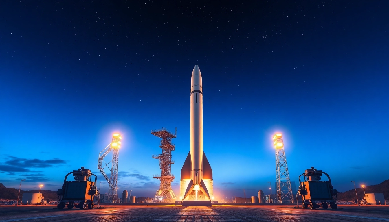 Revenuerocketlab showcasing a state-of-the-art rocket launch at dusk, highlighting innovation.