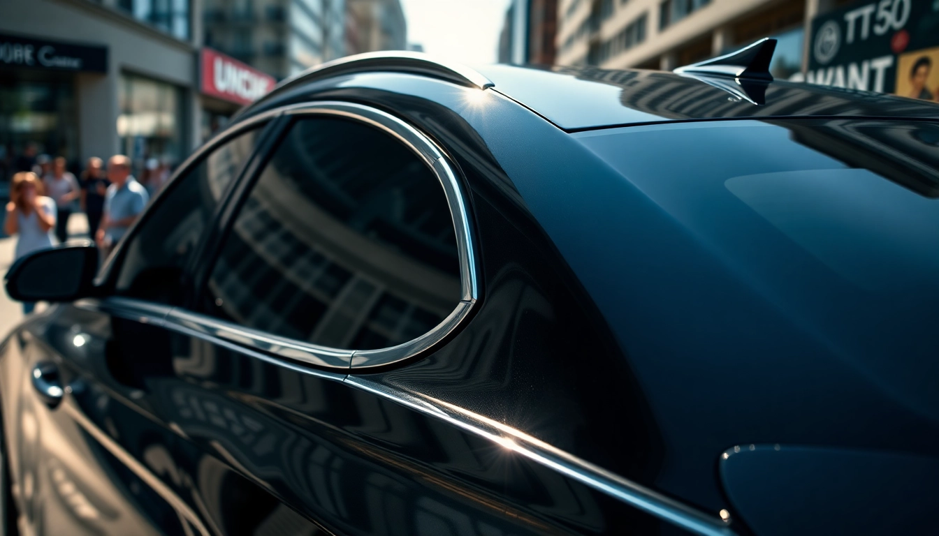Showcase the best tint shop near me with a stylish vehicle featuring high-quality tinted windows.