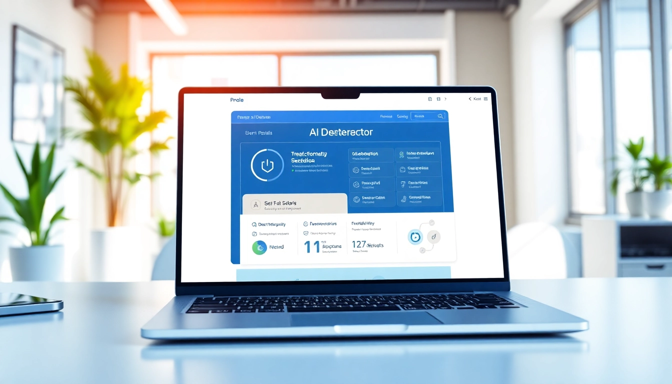 Analyze text with the ai detector interface showcasing results on a sleek laptop.