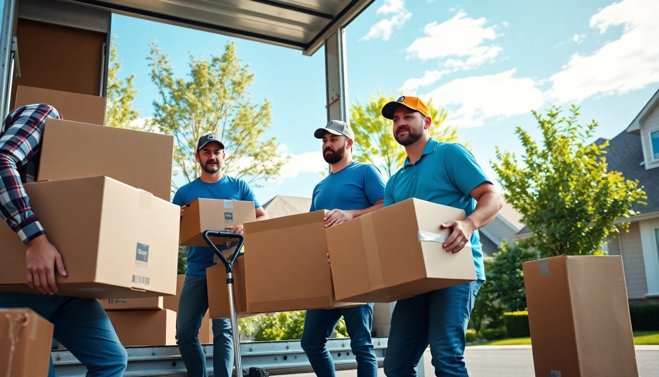 Movers calgary skillfully loading boxes onto a truck, reflecting professionalism and teamwork.