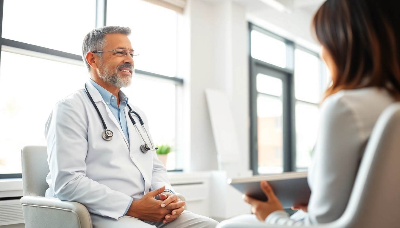 Engaging primary care physician las vegas consulting a patient in a modern clinic