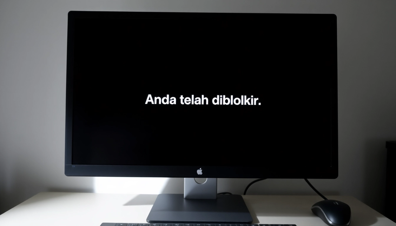 Pesan "Anda telah diblokir" muncul dengan kata kunci slotqris di layar komputer.