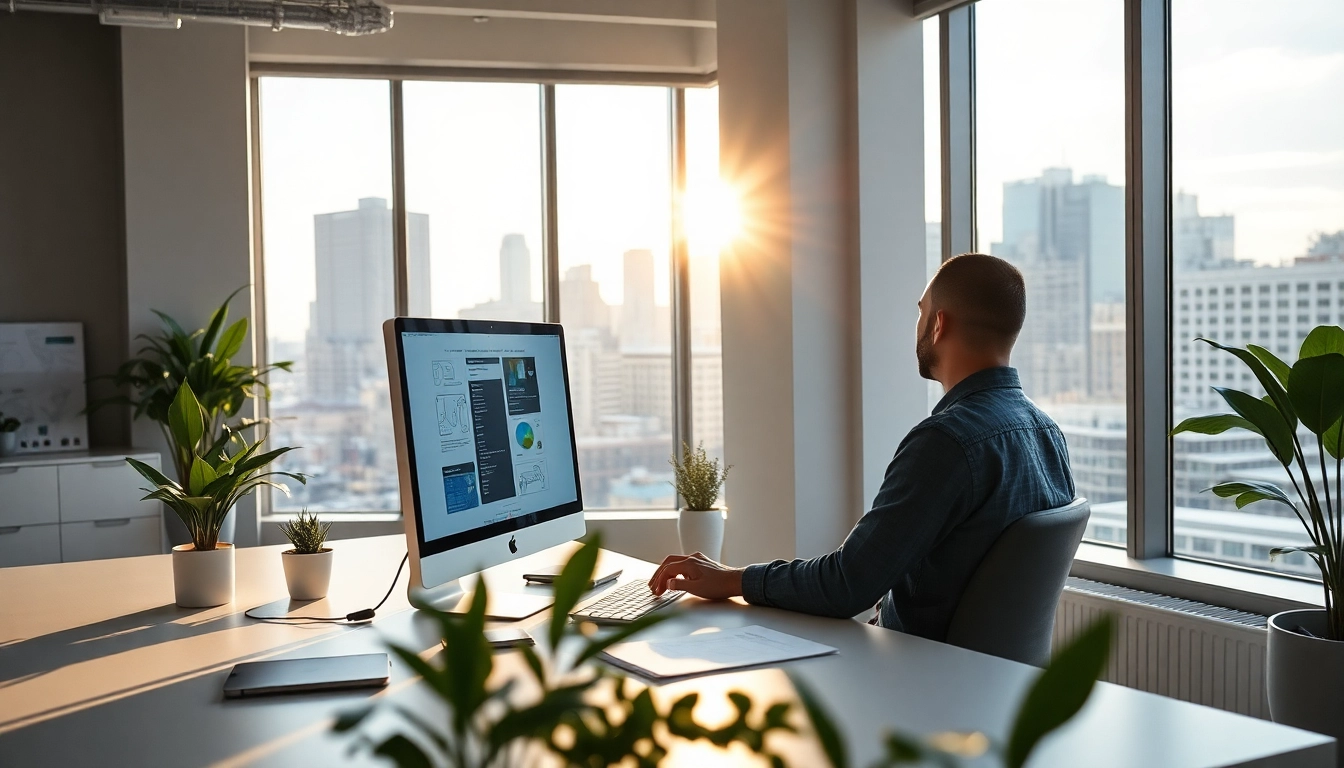 Create an engaging website design kansas city project in a modern office setting.