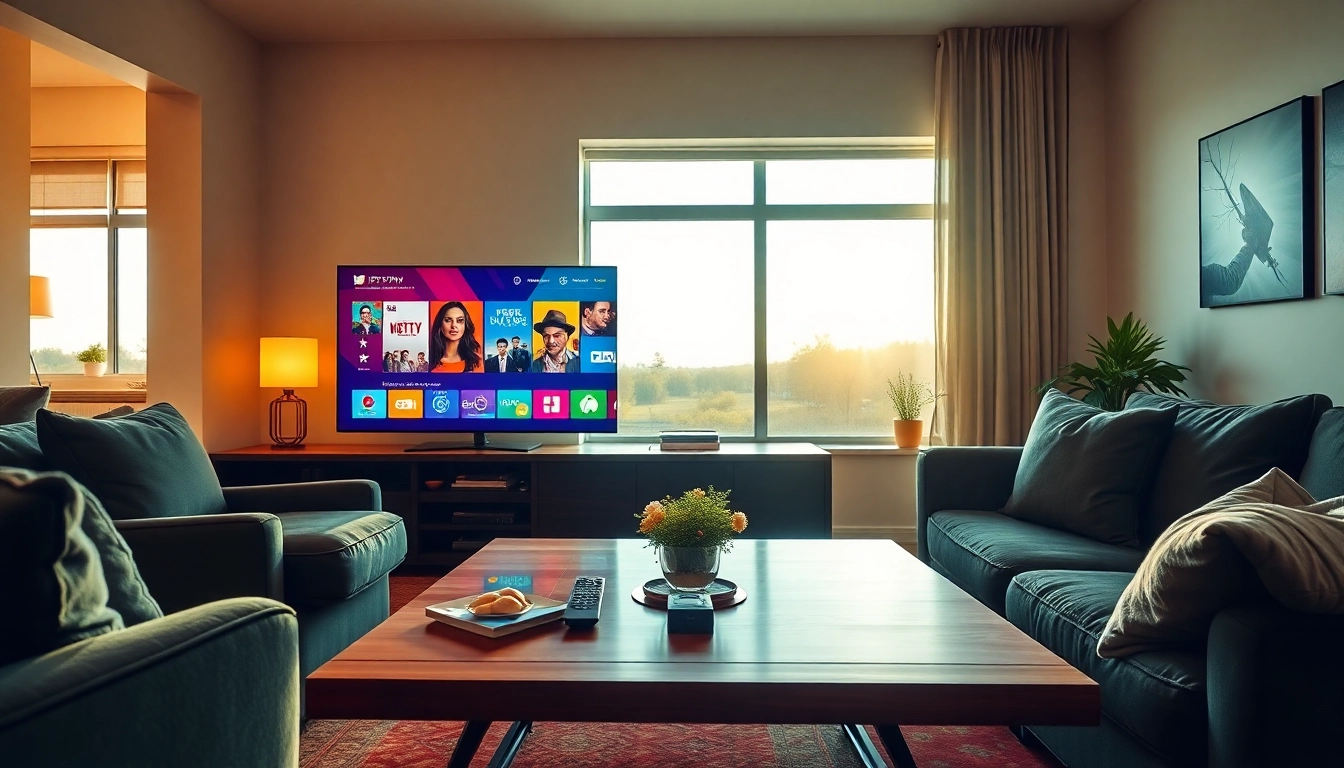 Comprar IPTV para disfrutar de entretenimiento en un moderno salón cómodo.