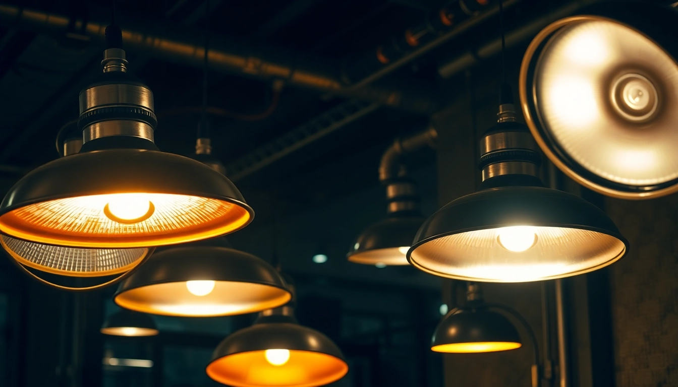 Industrial heat lamps efficiently warming a manufacturing space, showcasing high performance.